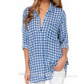 Long Gingham Casual Checked Shirts for Ladies